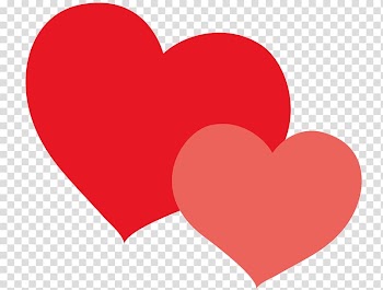 Red and pink hearts sticker, Two hearts transparent background PNG clipart