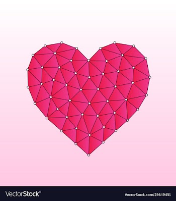 Red and pink polygonal heart shape low poly love vector image