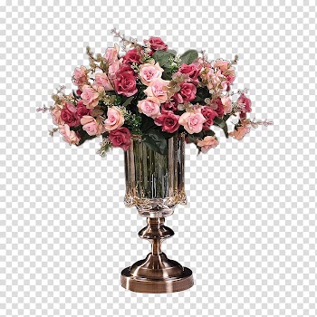 Red and pink rose boquet, Vase Flower Icon, Classical fashion flower vase transparent background PNG clipart