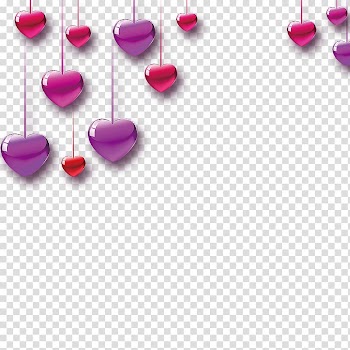 Red and purple hearts hanging decor illustration, Valentine's Day Heart Love Sticker, Love transparent background PNG clipart