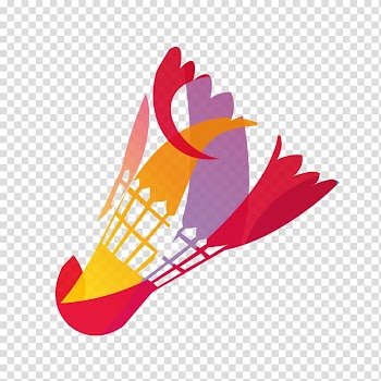 Red and purple shuttlecock illustration, Badminton, Color badminton transparent background PNG clipart