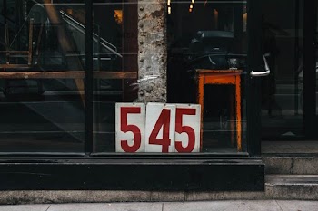 red and white 543 signs
