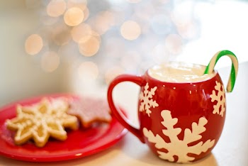 Red and White Ceramic Mug Near Plate