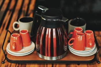 Red and White Coffee Set