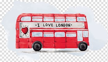 Red and white double-decker bus, London Bus Microsoft PowerPoint Icon, London bus watercolor transparent background PNG clipart