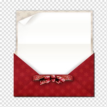 Red and white envelope illustration, Paper Christmas Ribbon Envelope, Christmas card transparent background PNG clipart