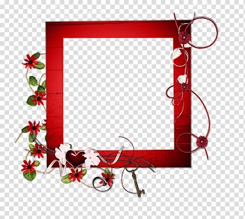 Red and white floral frame illustration, Frames , frem transparent background PNG clipart