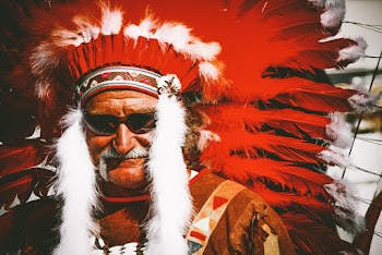 Red and White Fur Coat