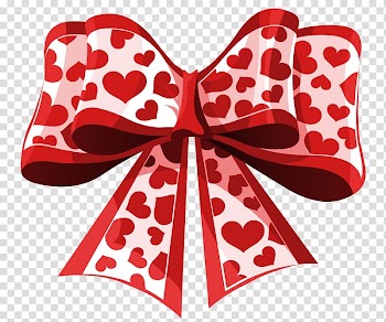Red and white heart print ribbon illustration, Valentine's Day Heart Ribbon , Valentine Red Heart Bow transparent background PNG clipart