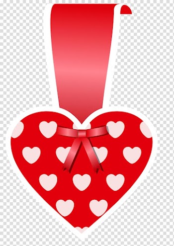 Red and white heart ribbon illustration, Heart Valentine's Day , Decorative Heart transparent background PNG clipart