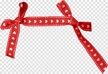 Red and white heart ribbon illustration transparent background PNG clipart