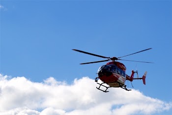 Red and White Helicopter