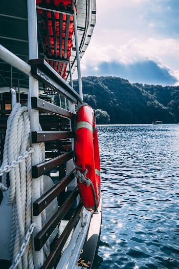 Red and White Inflatable Lifebuoy