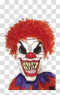 Red and white killer clown graphi, Scary Clown Halloween transparent background PNG clipart
