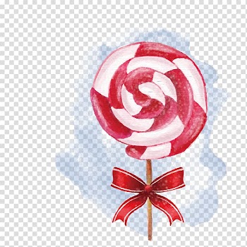 Red and white lollipop, Lollipop Christmas Watercolor painting, Watercolor Lollipop transparent background PNG clipart