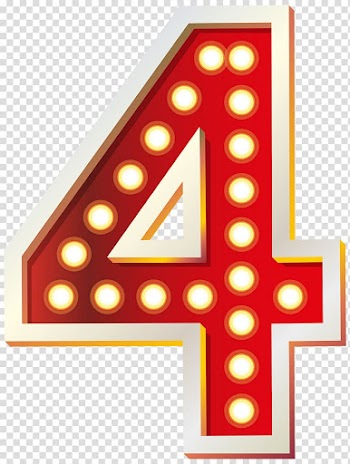 Red and white number 4 marquee sign illustration, Lighting Nightstand Light-emitting diode Sconce, Red Number Four with Lights transparent background PNG clipart