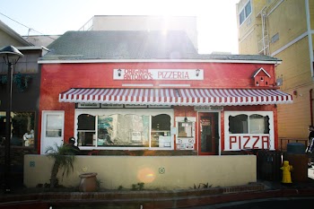 Red and White Pizzeria Cafe at Daytime