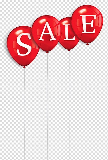 Red and white sale balloons text, Sales Balloon , Balloons Sale transparent background PNG clipart