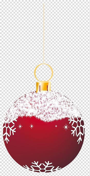 Red and white snowflakes bauble , Christmas ornament Christmas decoration Santa Claus , Red Snowy Christmas Ball Ornament transparent background PNG clipart