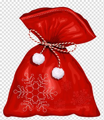 Red and white snowflakes embroidered pouch, Santa Claus Christmas Bag , Santa Bag transparent background PNG clipart