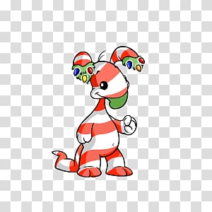 Red and white striped lizard illustration, Christmas Blumaroo transparent background PNG clipart