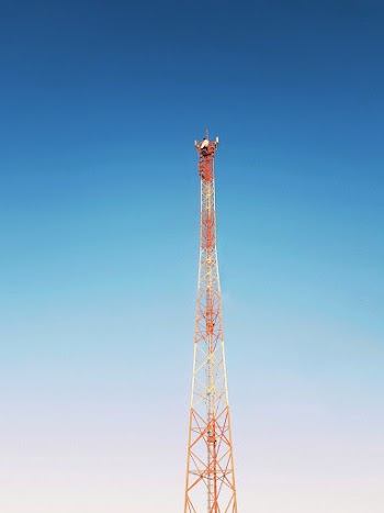 Red and White Transmission Posts
