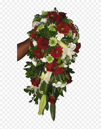 Red And White Wedding Bouquet - Newspaper