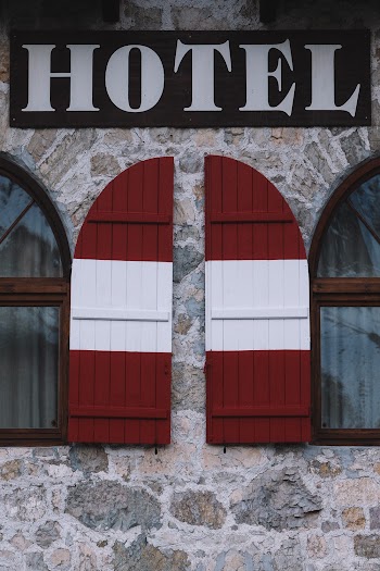 Red And White Wooden Door