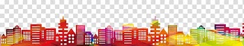Red and yellow buildings , Shanghai Light City Silhouette, Colorful city silhouette transparent background PNG clipart