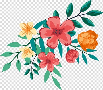 Red and yellow flowers art, Floral design Flower Watercolor painting, Watercolor flowers transparent background PNG clipart
