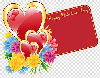 Red and yellow heart gift card , Birthday Wish Valentine's Day Friendship Husband, Valentine Card with Hearts and Flowers transparent background PNG clipart