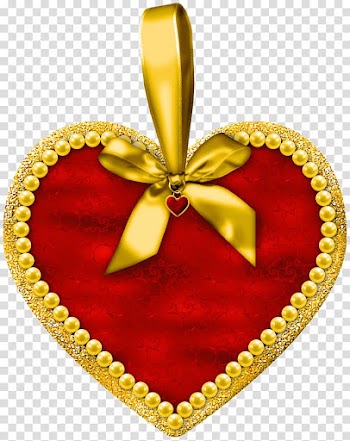 Red and yellow heart pendant illustration, Birthday Wish Valentine's Day Heart Love, Heart with Bow transparent background PNG clipart