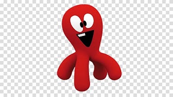 Red animated character illustration, Pocoyo Squid transparent background PNG clipart