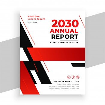 Red annual report professional brochure template Free Vector