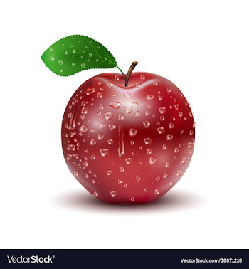 red apple in water drops isolated on a white