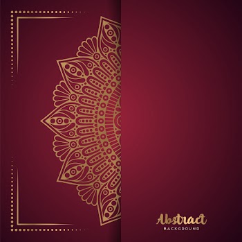 Red background with flower mandala Free Vector