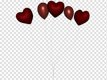 Red balloon , five red heart balloons transparent background PNG clipart