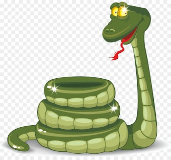 Red-bellied black snake New Year God Zmei Symbol - Vector painted green snake 