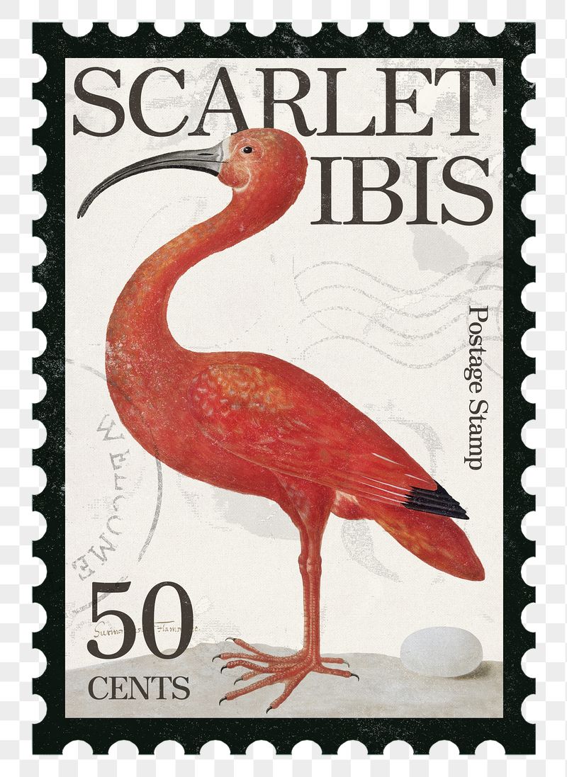 Red bird png post stamp, | Free PNG - rawpixel
