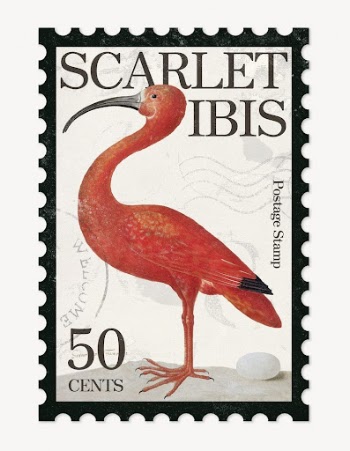 Red bird postage stamp, ephemera | Free PSD - rawpixel