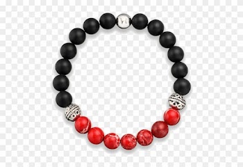 Red/black Unisex Bracelet Lava Gemstone, Natural Gemstone - Black Pearl Men Jewelry