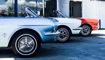 Red, Blue, and White Cars