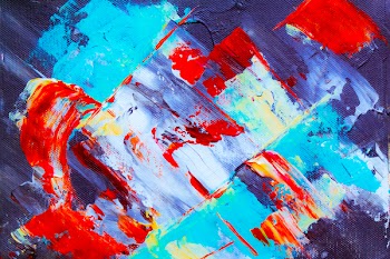 Red, Blue, White, and Yellow Abstract Painting