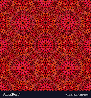Red bohemian seamless kaleidoscope petal pattern vector image