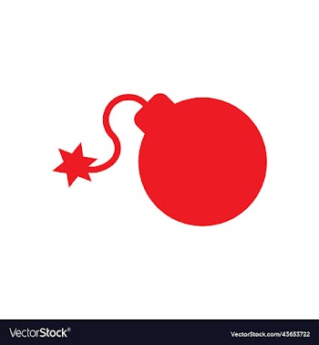 red bomb with lit fuse solid icon