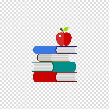 Red Book , Colored books and red apples transparent background PNG clipart