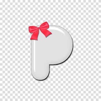 Red Bow Alphabet, P with ribbon logo transparent background PNG clipart