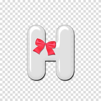 Red Bow Alphabet, white H with pink ribbon transparent background PNG clipart