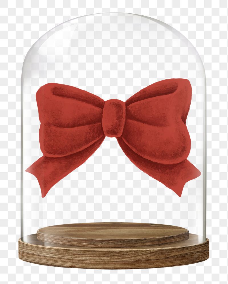 Red bow png glass dome | Free PNG - rawpixel