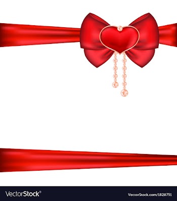  					Red bow with heart and pearls for packing gift vector image														